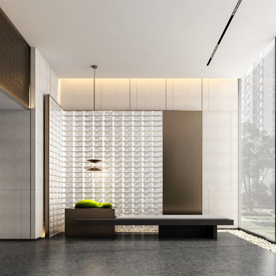 Modern entrance lobby front desk