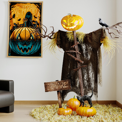 Pumpkin Headlight Scarecrow Halloween Decoration