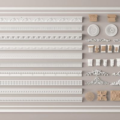 French Gypsum Line Corner Carved