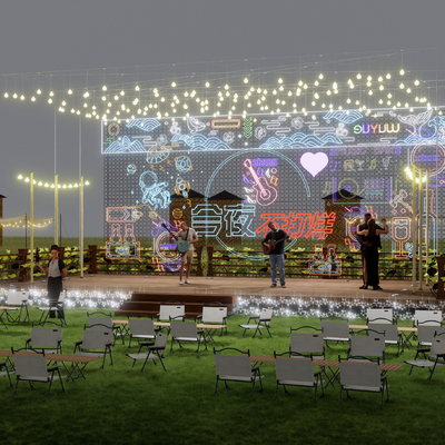 Modern Country Rice Field Concert Stage