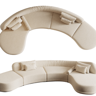 Curved Sofa Cream Style Sofa