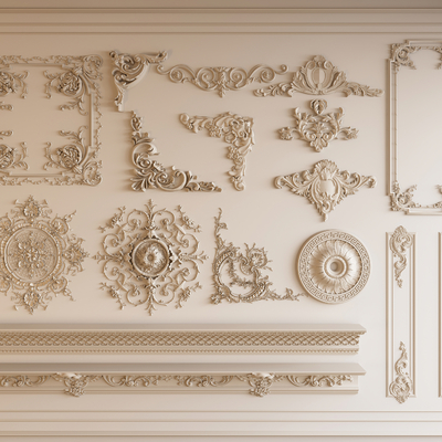 French plaster carved line corner line