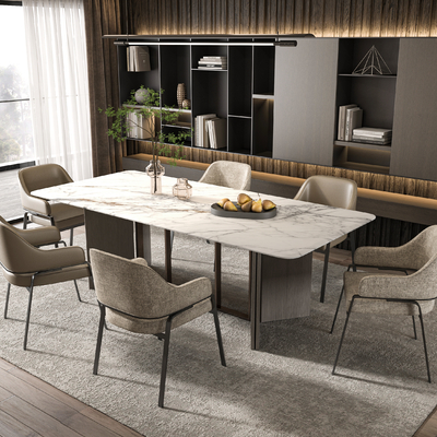 Minotti modern dining table and chair marble dining table