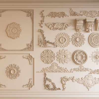 French plaster carved line corner line top corner line eaves line