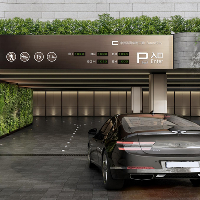 Underground parking garage entrance