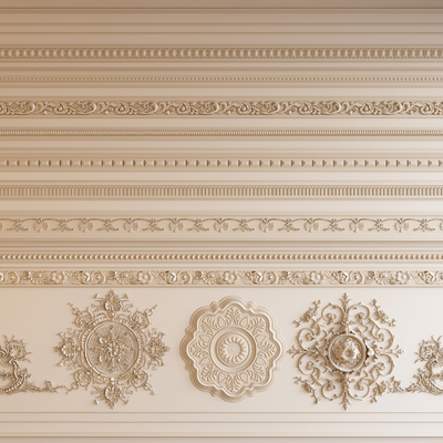 French plaster line carved line top corner line eaves line