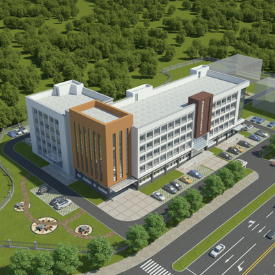 Aerial View of Modern Office Building