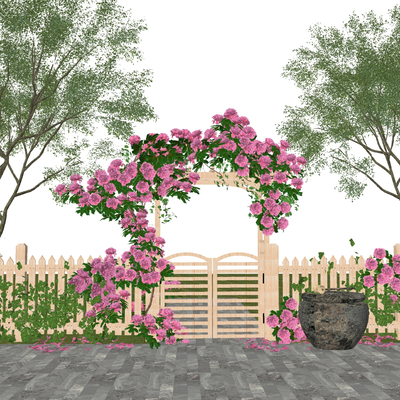 Climbing vine courtyard gate fence wall wooden fence