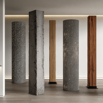 concrete column wooden column luminous column