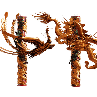 Chinese-style dragon and phoenix god beast