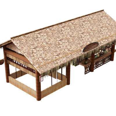 Chinese-style straw house thatched house log house