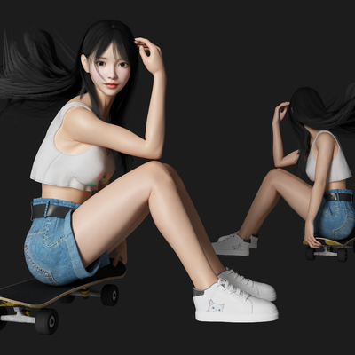 skateboard beauty character