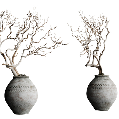 Dried branch pottery jar ornaments jar