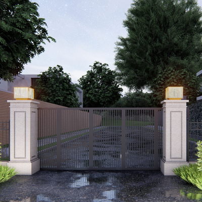 Community entrance gate wrought iron grille gate box