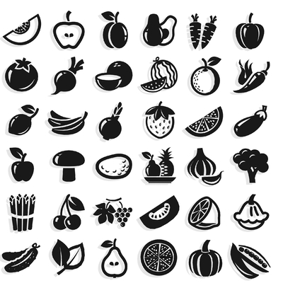 Cartoon fruit and vegetable wall silhouette