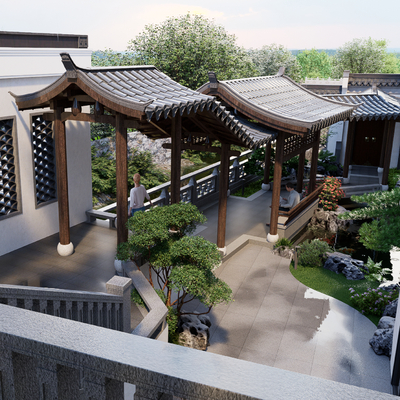 Chinese Courtyard Garden Promenade