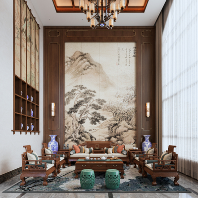 Neo-Chinese Style Villa Living Room