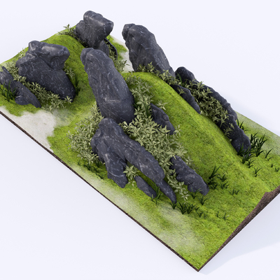 Modern Landscape Stone Grass Slope Terrain