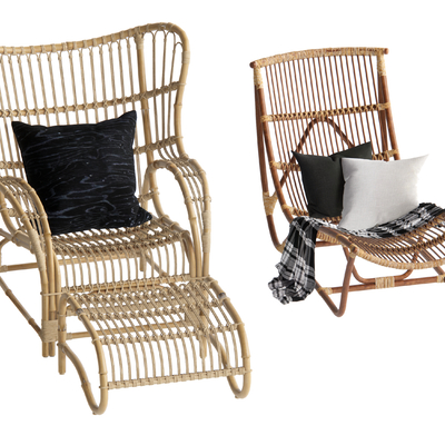 Rattan Recliner Lounge Chair Pedal