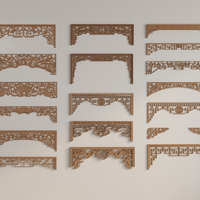 Chinese carved lintel lattice partition