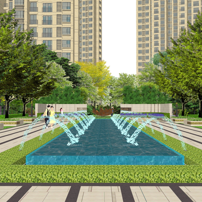 Modern residential landscape community waterscape