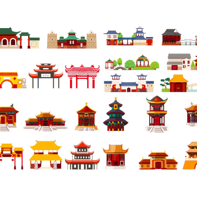 Chinese Architecture Silhouette Wall Decorations