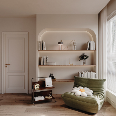 Cream Style study room reading corner