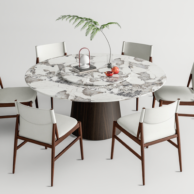 Poliform round dining table and chair