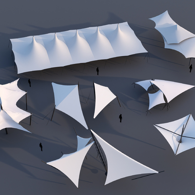 Membrane pavilion awning landscape sketch