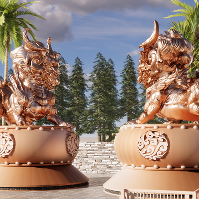 Lion god beast dragon gluttonous brave sculpture