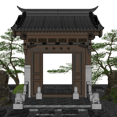 Chinese style courtyard door door head courtyard gate