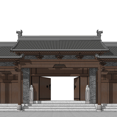 Chinese style courtyard door door head courtyard gate