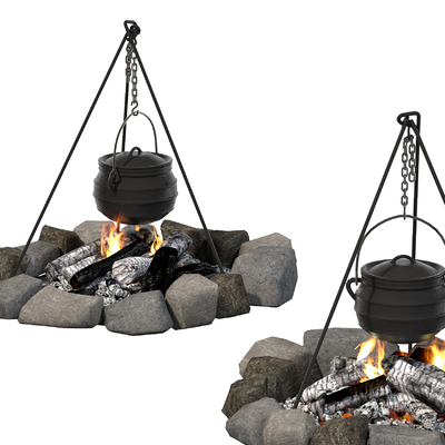 Outdoor Enclosing Stove for Tea and Firewood Pile