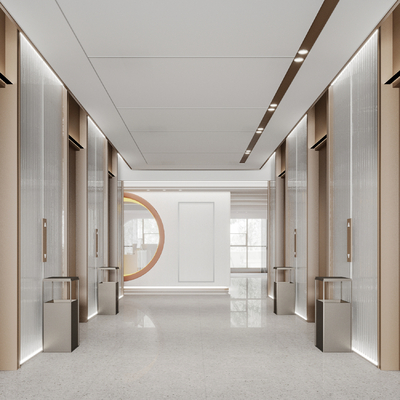 Modern office elevator hall