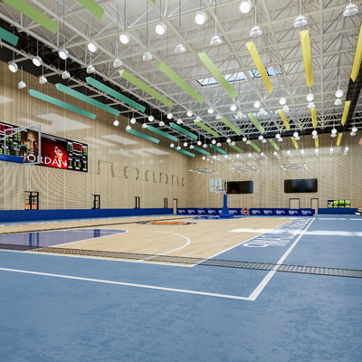 modern basketball court