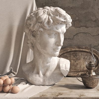 European-style David sculpture plaster head sculpture