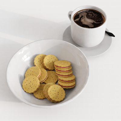 Gourmet coffee cup biscuit plate