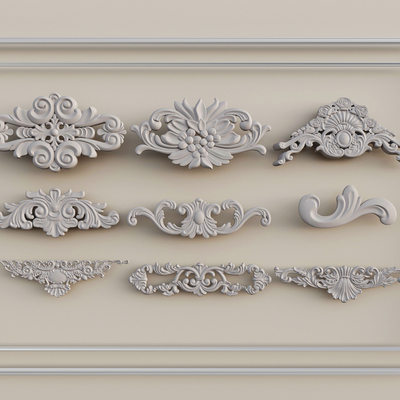 European-style Carved Corner Flower Component