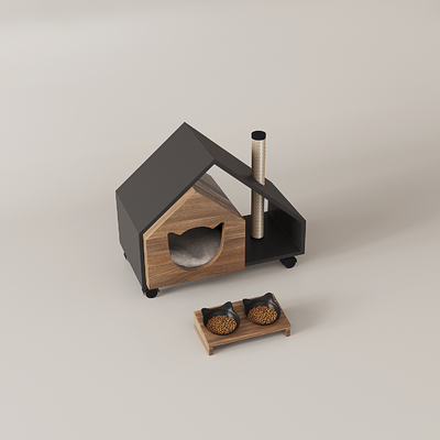 Modern Solid Wood Cat House