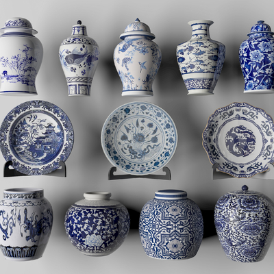 New Chinese-style Blue and White Porcelain Ceramic Ware