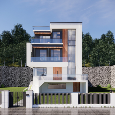 Modern villa courtyard self-built house
