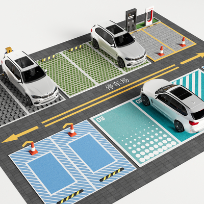 Modern parking lot car charging pile