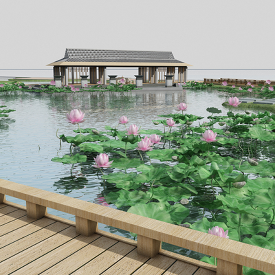 modern lotus pond gazebo pavilion observation deck