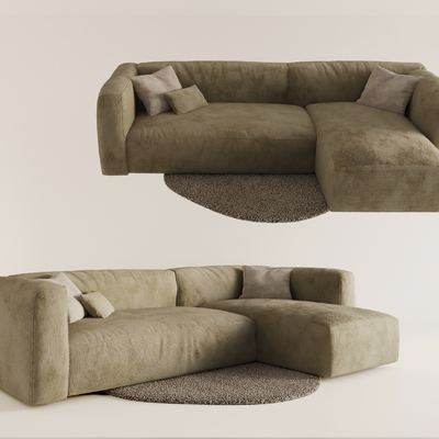 Quiet many people sofa L-shaped sofa