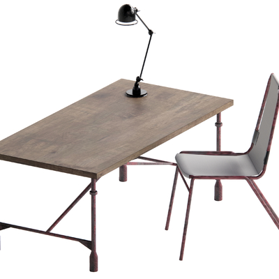 Industrial wind desk and chair