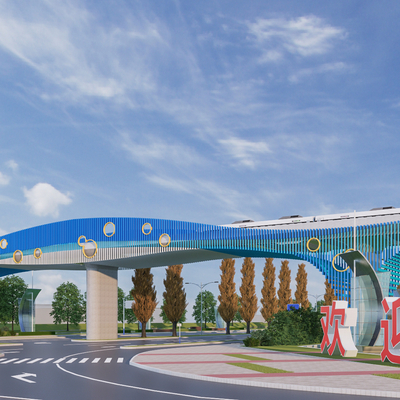 National highway entrance landscape high-speed rail bus platform