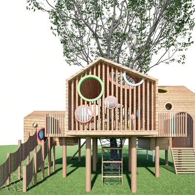 Modern Tree House Landscape Forest Wooden House