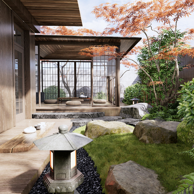 Japanese-style courtyard view