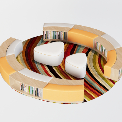 Modern Library Booth Sofa Round Card Seat