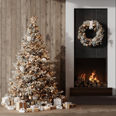 Modern Christmas Tree Art Display Fireplace Holiday Supplies